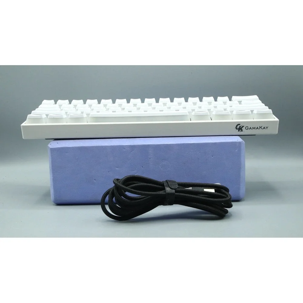 GamaKay MK61 Mechanical Gaming Keyboard White 60% USB-C Braided Cable MK61AW